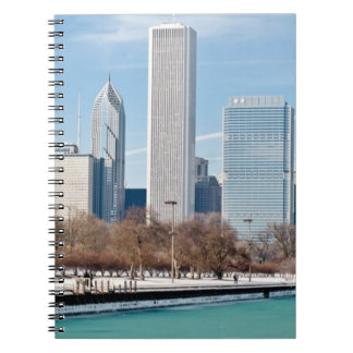Chicago-Skyline über gefrorenem Michigansee Notizblock