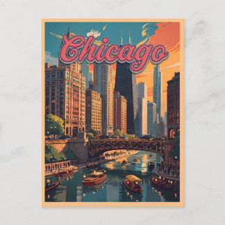 Chicago Skyline Ufer  Postkarte
