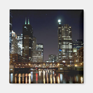 Chicago Skyline und Bridge bei Night Magnet