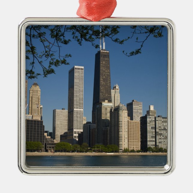 Chicago Skyline und Lake Michigan, Lake Shore Ornament Aus Metall (Vorne)