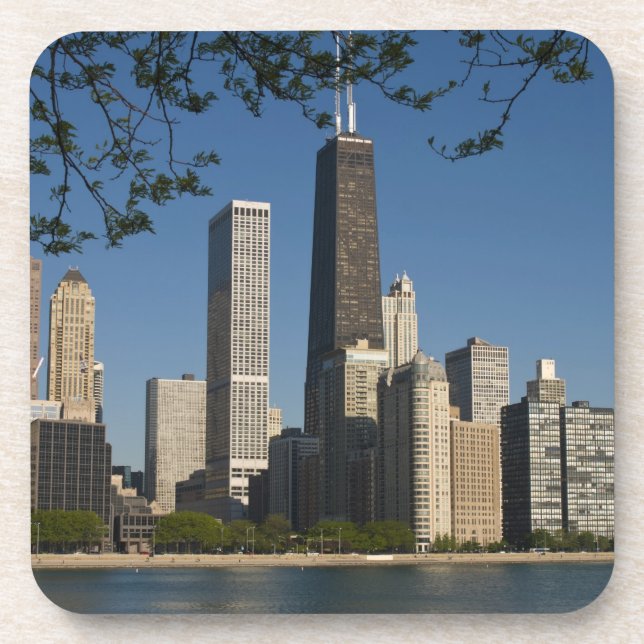 Chicago Skyline und Lake Michigan, Lake Shore Untersetzer (Vorderseite)