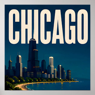 Chicago Skyline und Lake Michigan Poster