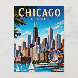 Chicago Skyline und Lake Michigan Postkarte