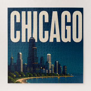 Chicago Skyline und Lake Michigan Puzzle