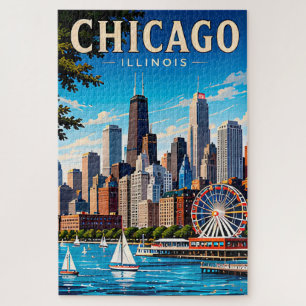 Chicago Skyline und Lake Michigan Puzzle