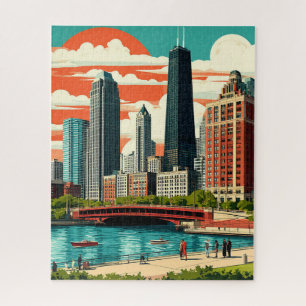 Chicago Skyline und Lake Michigan Reise Puzzle