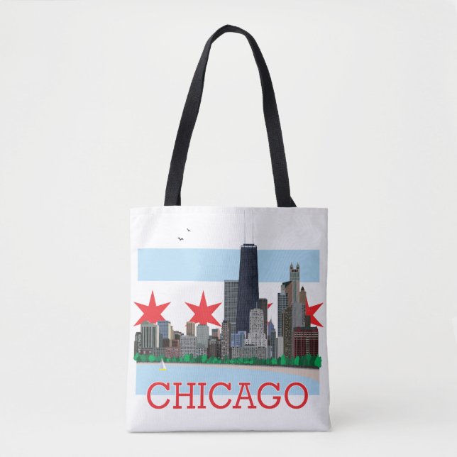 Chicago-Skyline und Stadt-Flagge (Vorderseite)