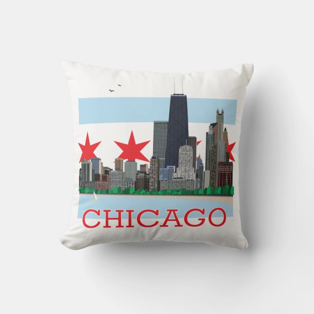 Chicago-Skyline und Stadt-Flagge Kissen (Vorderseite)
