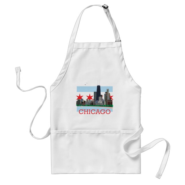 Chicago-Skyline und Stadt-Flagge Schürze (Vorne)