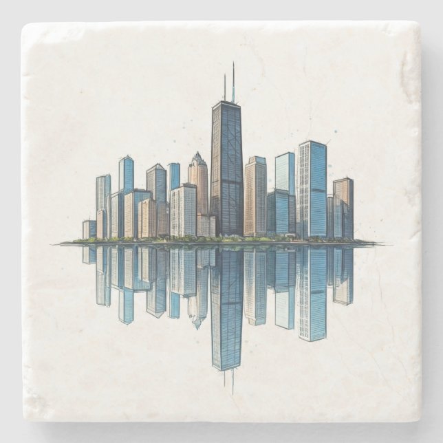 Chicago Skyline Untersetzer (Vorderseite)