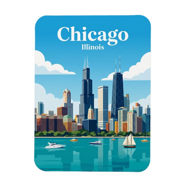 Chicago Skyline USA Magnet (Vertikal)