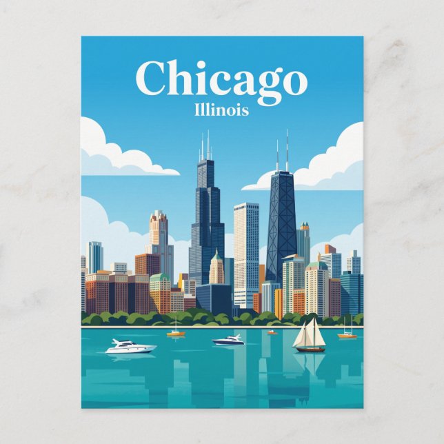 Chicago Skyline USA Postkarte (Vorderseite)