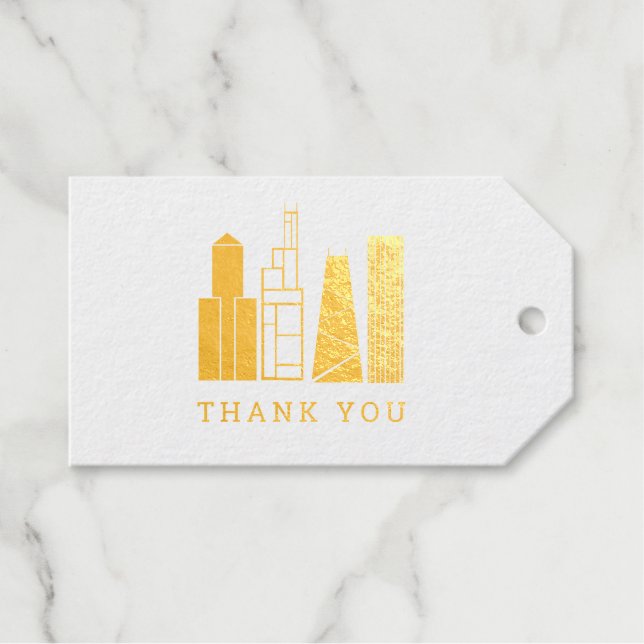 Chicago Skyline Vielen Dank Geschenkanhänger (Vorderseite (Horizontal))