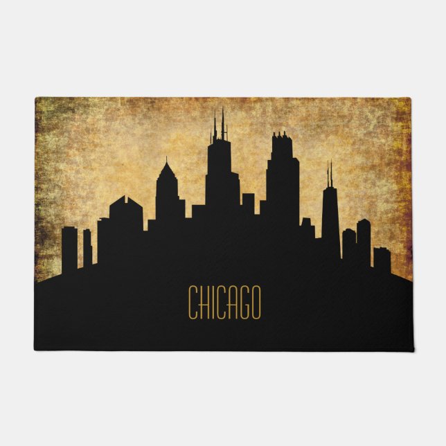 Chicago Skyline - Vintag Grunge Fußmatte (Vorderseite)