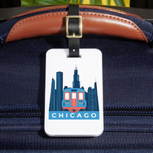 Chicago Skyline Vintage Reise Gepäckanhänger