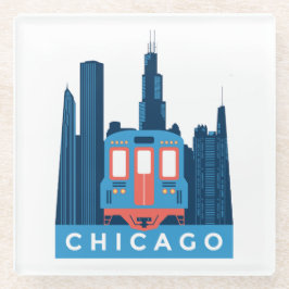 Chicago Skyline Vintage Reise Glasuntersetzer