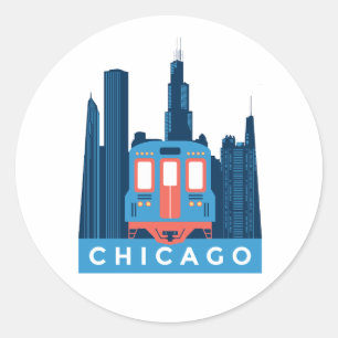 Chicago Skyline Vintage Reise   Runder Aufkleber