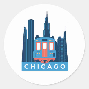 Chicago Skyline Vintage Travel Runder Aufkleber