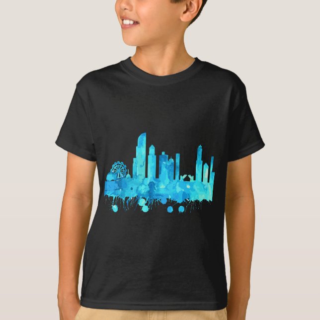 Chicago Skyline Watercolor Paint T-Shirt (Vorderseite)