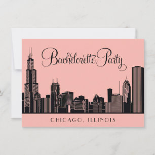 Chicago Skyline Wedding Junggeselinnen-Abschied Bl Einladung