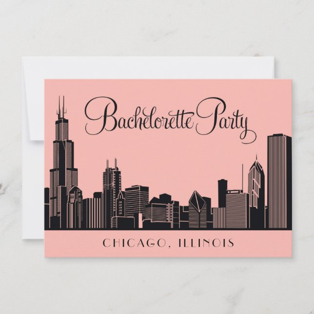 Chicago Skyline Wedding Junggeselinnen-Abschied Bl Einladung (Vorderseite)