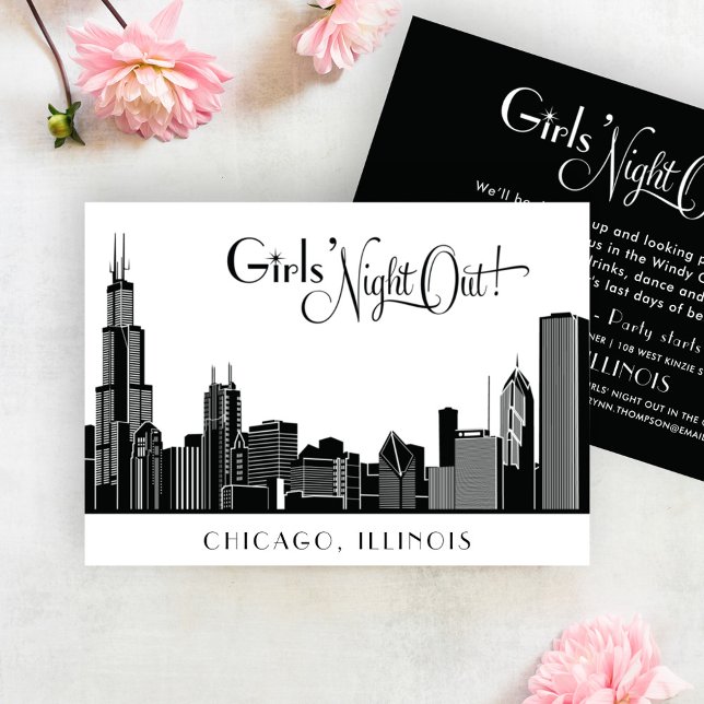 Chicago Skyline Wedding Junggeselinnen-Abschied Wh Einladung (Von Creator hochgeladen)