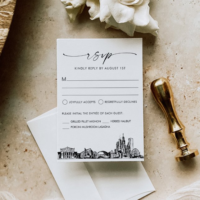 Chicago Skyline Wedding RSVP Response Card (Von Creator hochgeladen)