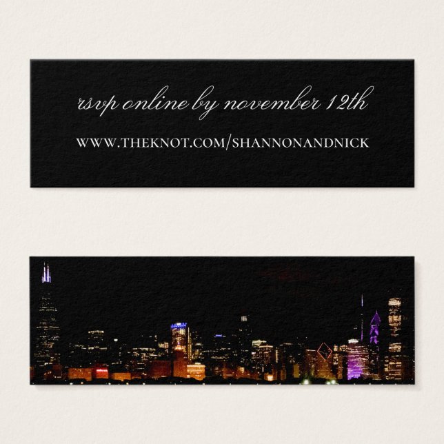 Chicago Skyline Wedding Website Enclosure Card (Vorne & Hinten)