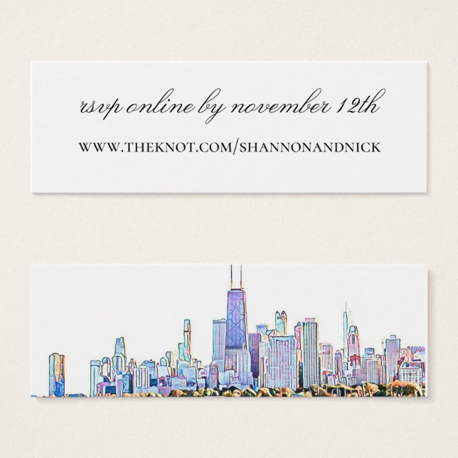 Chicago Skyline Wedding Website Enclosure Card (Vorne & Hinten)