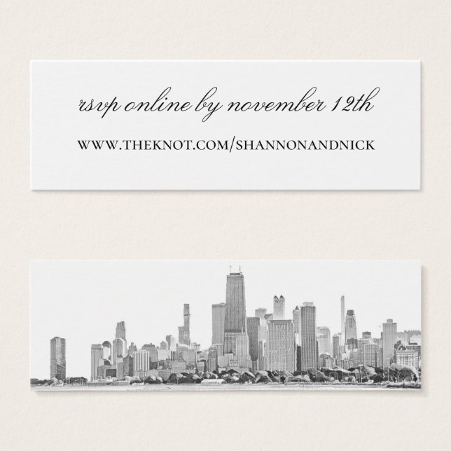 Chicago Skyline Wedding Website Enclosure Card (Vorne & Hinten)