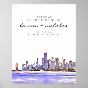 Chicago Skyline Wedding Welcome Sign Poster