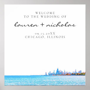 Chicago Skyline Wedding Welcome Sign Poster