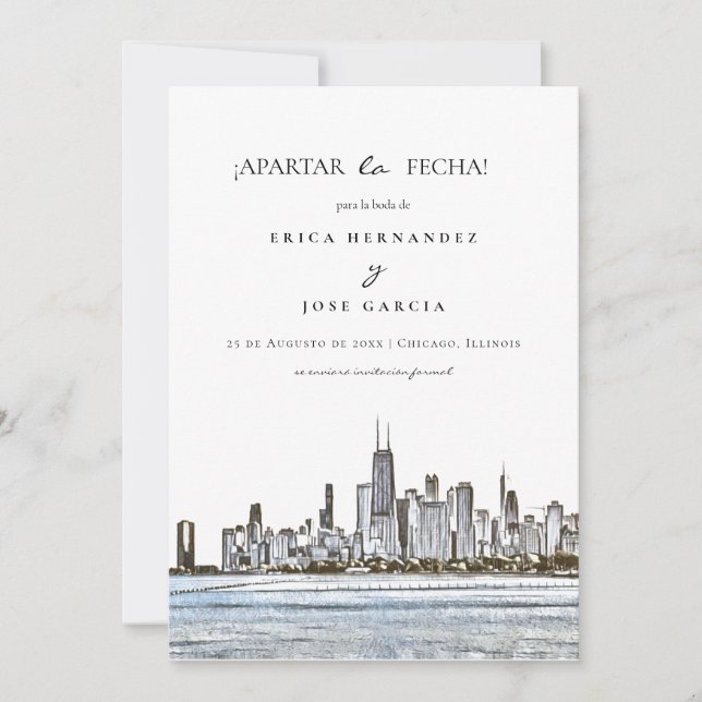 Chicago Skyline Wohnung ¡Apartar la fecha! Karte (Vorderseite)