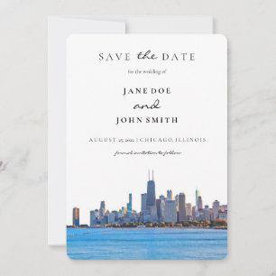 Chicago Skyline Wohnung Save the Date Karte