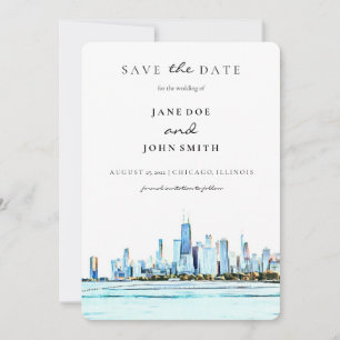 Chicago Skyline Wohnung Save the Date Karte