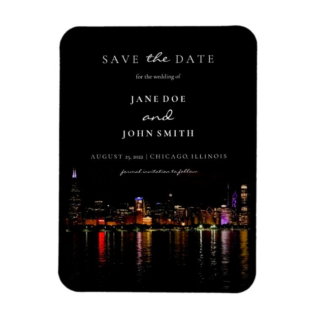 Chicago Skyline Wohnung Save the Date Karte Magnet (Vertikal)