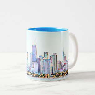 Chicago Skyline Zwei-Tone-Kaffee-Tasse Zweifarbige Tasse