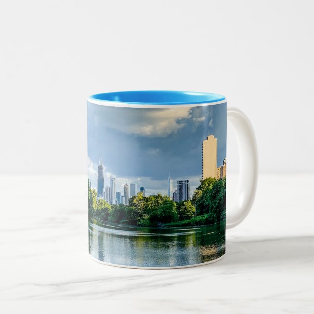 Chicago Skyline Zwei-Tone-Kaffee-Tasse Zweifarbige Tasse (VorderseiteRechts)
