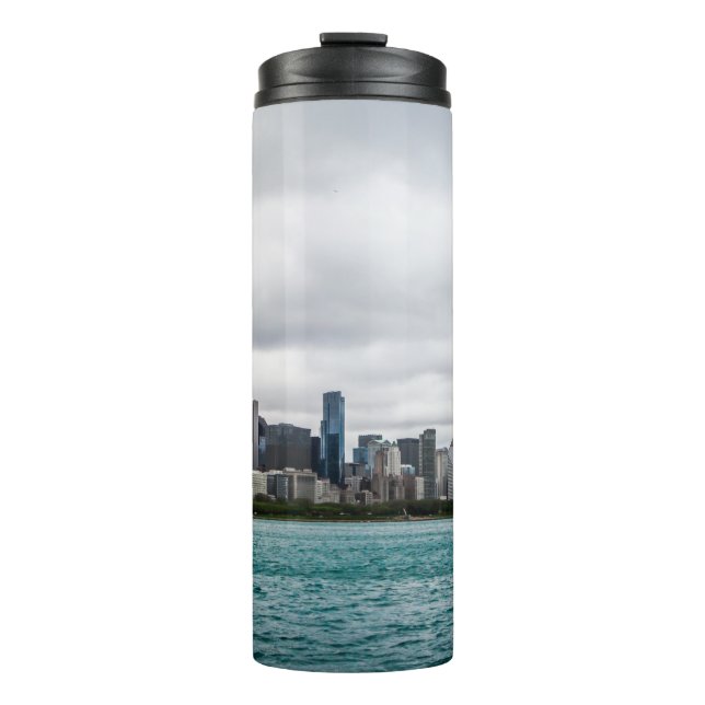Chicago skylinechicago, Skyline, Luft, Architekt Thermosbecher (Vorderseite)