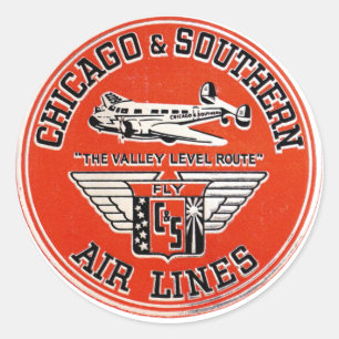 Chicago & Southern Air Lines Logo Runder Aufkleber