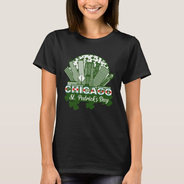 Chicago St Patrick s Day Chicago Flag Shamrock Iri T-Shirt (Vorderseite)
