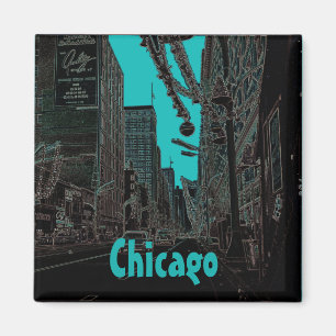 Chicago Staat Street bei Christmas 1967 glühender  Magnet