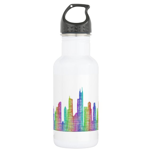 Chicago-Stadt-Skyline Trinkflasche (Vorderseite)