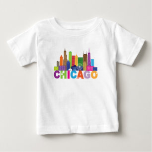 Chicago-Stadt-Skyline-Typografie Baby T-shirt