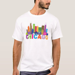 Chicago-Stadt-Skyline-Typografie T-Shirt