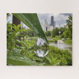 Chicago-Stadt spiegelt sich in einem Regentropfen Puzzle