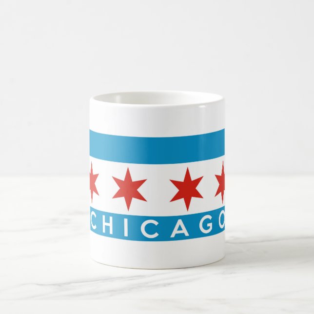 Chicago-Stadtflaggenamerika-Textname Kaffeetasse (Mittel)