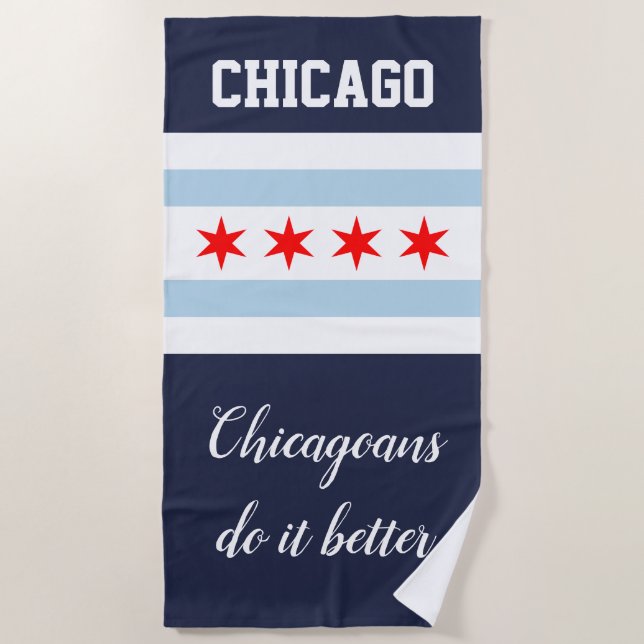 Chicago-Stadtflaggengewohnheit lustig Strandtuch (Vorderseite)