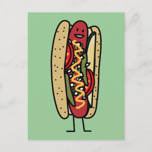 Chicago Style Hot Dog Hot Dog Rot Mohn Bub Senf Postkarte