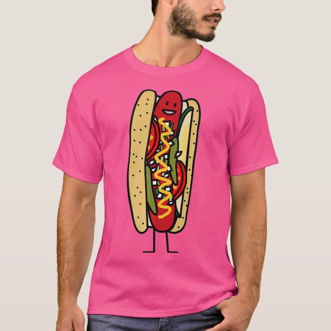 Chicago Style Hot Dog Mohn Samen Bube rot heiß T-Shirt (Vorderseite)